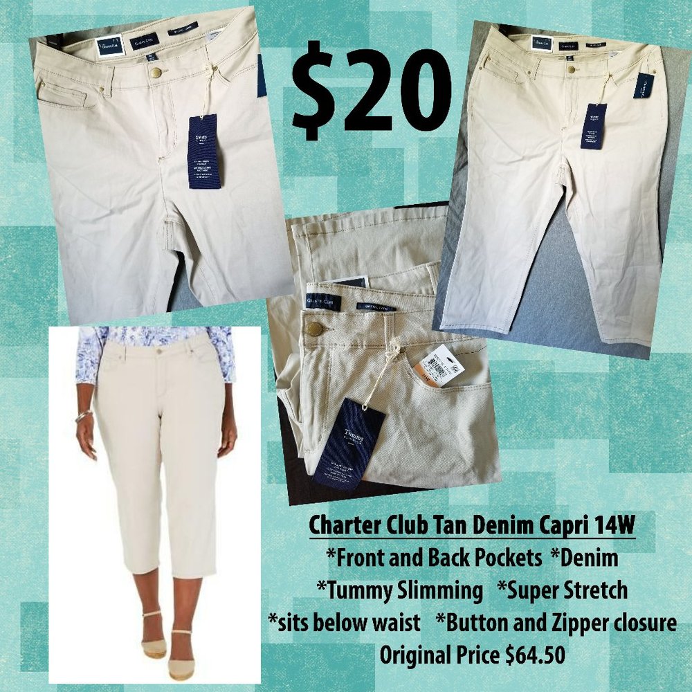 Charter Club Tan Denim Capri 14W